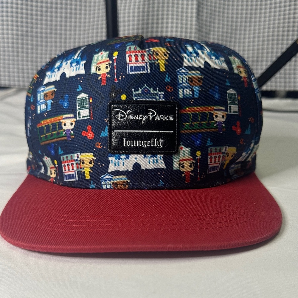Disney Parks Kids Cap - Red and Black Loungefly Park Attractions Icons